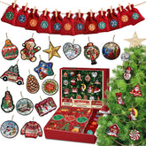 Calendario dell'avvento ornamenti natalizi in legno puzzle